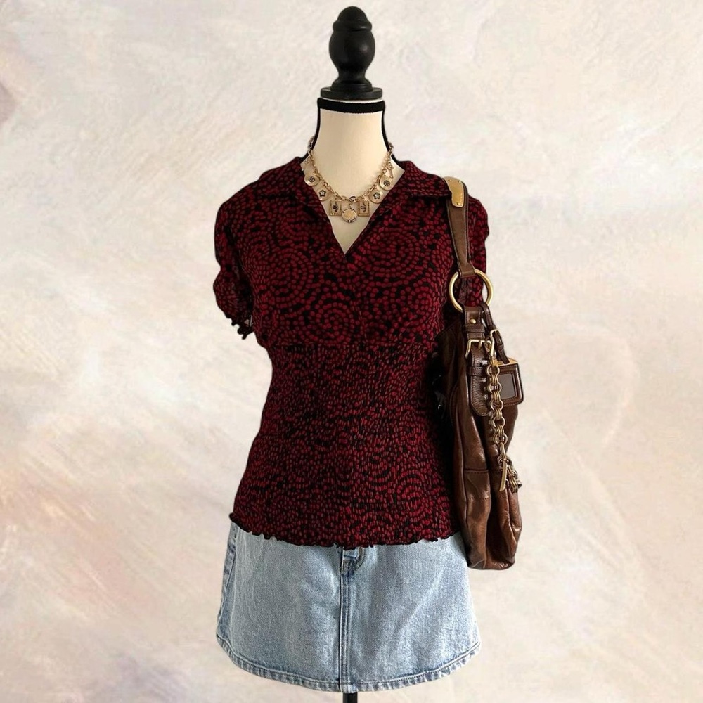 INC International Concepts Red and Black Women's Blouse